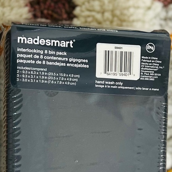 Made Smart 8-Piece Interlocking Bin Pack - Black For Desk Kitchen Drawers - Picture 4 of 5